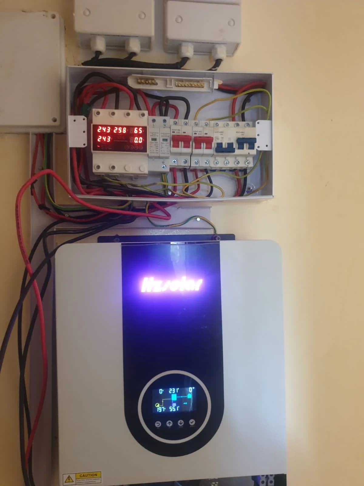 Automatic transfer switch wiring close-up