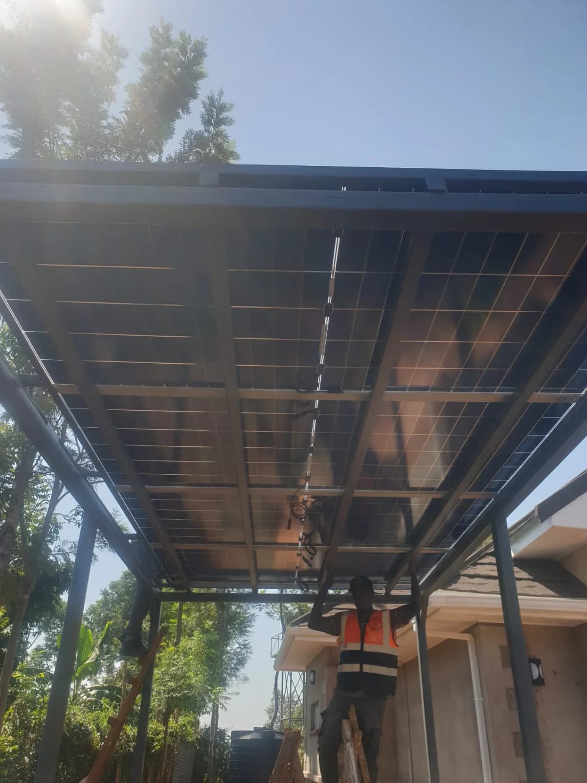 Residential solar carport panel installation