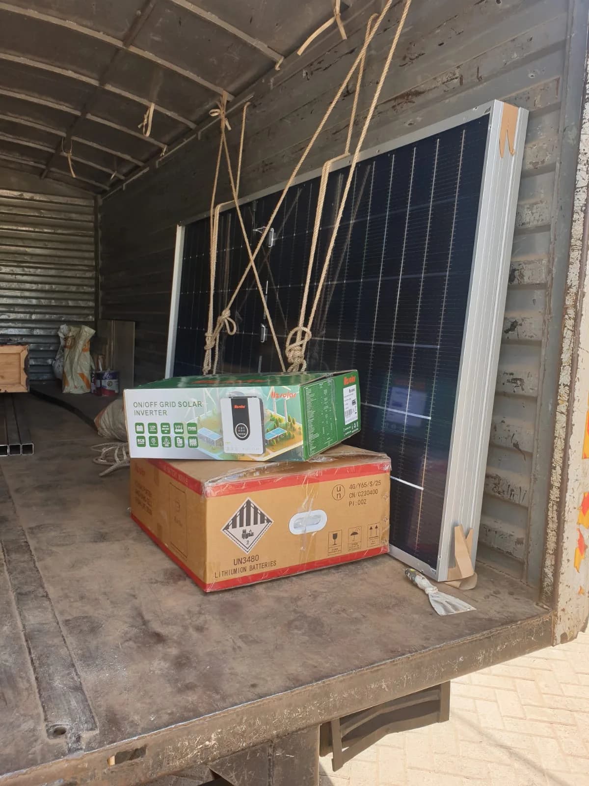 Solar panel, inverter, and battery delivery